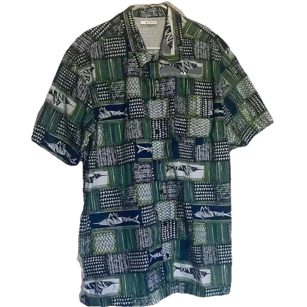 Mens PFG Fishing Shirt Large Geometric Fish Print Gorpcore Athleasure 147